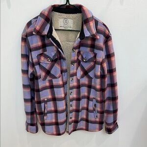 Purple and Pink Plaid Sherpa Jacket Cozy and Stylish